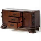 Uniek Dressoir In Notenhout Met Lades En Leeuwenpoten, 19e Eeuw thumbnail 9