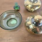 Set Van 3 Vintage Glazen Potjes / Parfumset / Toiletset thumbnail 3
