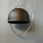 Dijkstra Space Age Hanglamp Met Chrome Frame En Zwart Metalen Kap thumbnail 6