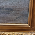 Vintage Olieverf Schilderij Met Violen thumbnail 5