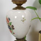 Vintage Porseleinen Lamp Met Bloemen En Messing Voet Margriet thumbnail 7