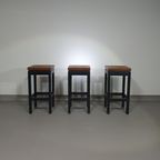3 X Oak Construction Stools 1960s thumbnail 3