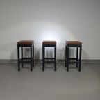 3 X Oak Construction Stools 1960S thumbnail 3