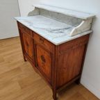 Vintage Antiek Dressoir Commode Ladekast Badkamermeubel Met Marmer Blad 701 thumbnail 7