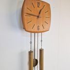Vintage Wuba Wandklok Teak Messing ’60 Mid Century Klok thumbnail 4