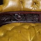 Antiek Leren Victoriaans Chesterfield Leesbankje thumbnail 2