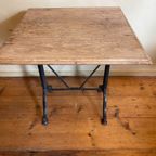 Vintage Bistro Tafeltje Eiken Blad Tuintafel Café Eettafeltje Frans thumbnail 5