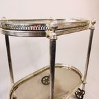 Neoclassical Silvered Bar Cart In Style Of Maison Jansen, 1950S thumbnail 5