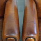 Set Van Twee Stoere Vintage Schapenleren Art Deco Stijl Design Fauteuils thumbnail 16