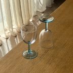 Set Of 6 Vintage Blue Stem Wine Glasses thumbnail 6