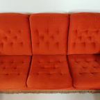 Vintage Deense Bank Fauteuils Oranje Velvet Velours Bankstel thumbnail 10