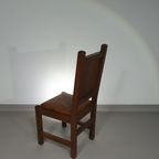 6 X Brutalist Solid Oak Chairs Mid Century thumbnail 13