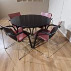 Thonet A320 Eettafel + 6 Rosé Stoelen - Hout - Zwart -Design thumbnail 7