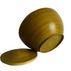 Grote Vintage Bamboe Pot Met Deksel Groen, Na 2000 thumbnail 4