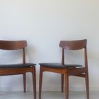 Vintage Houten Eetkamerstoelen Met Zwart Skai Leren Zitting thumbnail 4