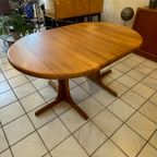Vintage Deens Design Eettafel Ovaal/Rond, Massief Teak, Verlengbaar thumbnail 4
