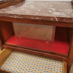 Vintage Mid Century Art Deco Tv Meubel, Dressoir Marmer Blad thumbnail 13