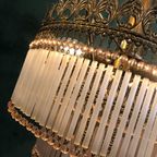 Italiaanse Opaliserende Hollywood Vintage Regency Hanglamp Met Opaal Roze Kralen thumbnail 4