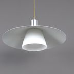 Belid Deense Hanglamp Zilver Met Melkglas, 1980S thumbnail 4