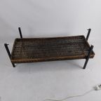 1970S Metal And Glass Coffee Table With Wicker Basket thumbnail 5
