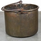 Grote Antieke Koperen Ketel/ Haardbak Met Hengsel thumbnail 10