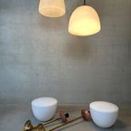 4X Art Deco Klooster-/Schoollampen – Opaline En Messing thumbnail 19