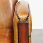 Schapenleren Art Deco Design Armchair Met Mooie Houten Details En Zwarte Biezen thumbnail 14