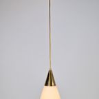 Set 2 Vintage Hanglamp Melkglas Messing Regency ‘70 Strak thumbnail 10