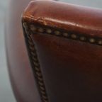Karkatervolle Vintage Schapenleren Armchair/ Fauteuil Met Warme Kleuren En Een Mooi Patina thumbnail 15