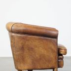 Cognac-kleurige, Karakteristieke Vintage Schapenleren Clubfauteuil Met Een Tijdloos Design thumbnail 11