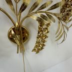 Large Italian Floral Gilded Gold Wall Lamp , 1970’S thumbnail 19