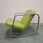 90's Vintage Fauteuil Groene Buizenframe Stoel Schommelstoel thumbnail 9