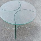 Vintage Postmodern Glazen Bijzettafel, Rond thumbnail 3