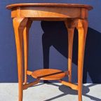 Antieke Vintage Wijntafel, Ronde Eikenhouten Bijzettafel thumbnail 7