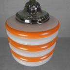 Art Deco Hanglamp Met Oranje Strepen, Jaren 30 thumbnail 10