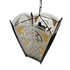 Amsterdams School Stijl - Lantaarn - Hanglamp - Glas - Messing - 1930's thumbnail 4