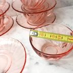 Vintage Rosaline Swirl Arcoroc Luminarc Roze Glas 70S Kop En Schotels thumbnail 4