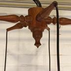 Vintage Grote Cascade Hanglamp Met 5 Glas En Hout Lampen thumbnail 11