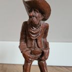 Handgemaakt Houten Beeldje Van Een Oude Cowboy - R. Wetherbee Jr. 86 thumbnail 3