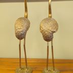 Grote Messing Kraanvogels Kraanvogel Vogels Vogel Vintage thumbnail 8