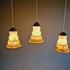 Lot De 5 Suspensions Art Déco En Opaline Marbrée Jaune, 1920-30 thumbnail 17