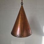 E.s. Horn Aalestrup Koperen Gehamerde Cone Lamp. Vintage thumbnail 5