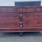 Antiek Engelse Mahonie 8 Ladenkast - Dressoir 180 Cm Breed thumbnail 13