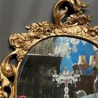 Antieke Houten Spiegel In Rococostijl. thumbnail 6