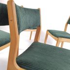 4 Vintage Dining Chairs Green | Groene Stoelen Ribstof Deens thumbnail 4