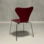 Fritz Hansen Vlinderstoel Arne Jacobsen Vintage Bordeauxrood thumbnail 5