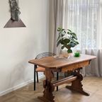 Antique German / Alpine Trestle Table With Drawer thumbnail 3