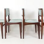 4 Vintage Stoelen Licht Blauwe Rib Nieuwe Stof | Gestoffeerd thumbnail 2