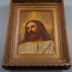 Indrukwekkend Antiek Schilderij Jezus/ Christus, Olieverf thumbnail 10