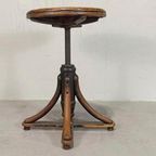 Antieke Bentwood Swivel Pianokruk Krukje thumbnail 10